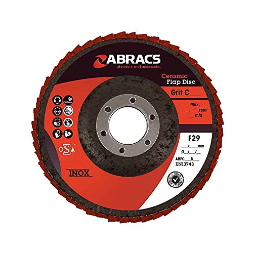 ABRACS ABFC125B040 Keramische Fächerscheibe - 125 mm x 22 mm x 40 g - für Edelstahl, Blech und Baustahl von ABRACS