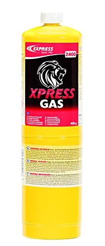 Lötkolben Set - Lötlampe mit Piezozündung - Dachrinnen Lötset - Schweißbrenner - Lötzubehör - XPRESS Gaskartusche 400 g, 100% Propylen für "Vulcane Express"-Brenner von ABRATOOLS