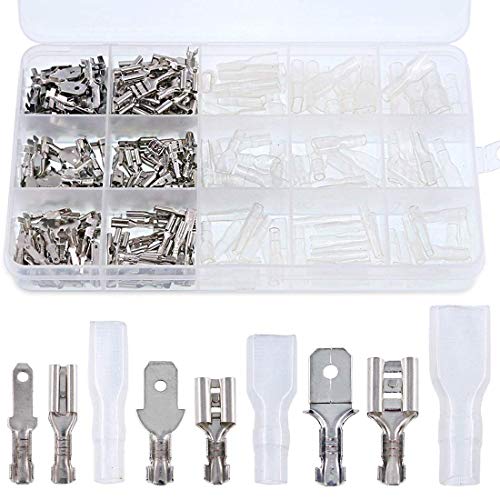 ABREOME Flachsteckhülsen Set , 270 stück männlich & weiblich Elektrische Kabelschuhe Set isolierte Verbinder mit Schutzhülle (2,8 mm 4,8 mm 6,3 mm) von ABREOME