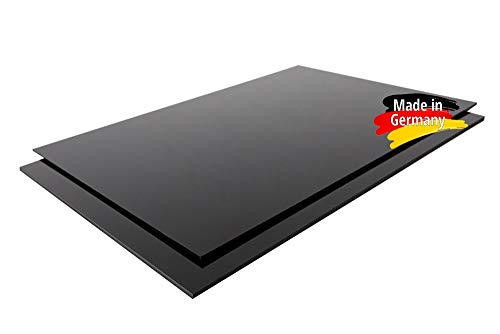 ABS Kunstoffplatte, ABS Platte in SCHWARZ ODER WEIß VERSCHIEDENE GRÖßEN in Stärken 1-10mm TOP Qualität (100 x 49cm, 5mm, Schwarz) von S-Polytec