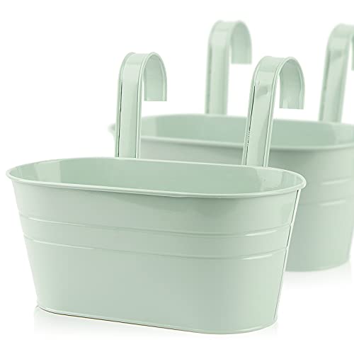 ABSDON 2pcs Hängender Blumentopf Metall mit Haken Balkon Blumentopf Hängend Für Dekotation Balkon Garten Wand Innen und Außenbereich 27.5 * 13.9 * 12cm von ABSDON