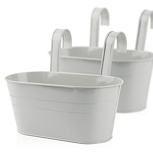 ABSDON 2pcs Hängender Blumentopf Metall mit Haken Balkon Blumentopf Hängend Für Dekotation Balkon Garten Wand Innen und Außenbereich 27.5 * 13.9 * 12cm von ABSDON
