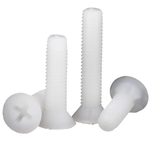 10~100 Stück weiße Nylon-Senkkopfschrauben M2 M2,5 M3 M4 M5 M6 M8 Flachkopf-Kreuznut-Kunststoff-Kreuzkopfschrauben(M4x15mm-50Pcs) von ABSDWIF