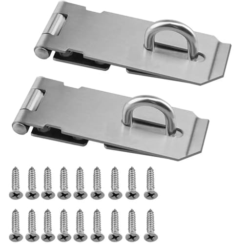 1PCS Edelstahl Vorhängeschloss Haspe Haushalt 90 Grad Tür Verschluss Schloss(Small-Flat Silver) von ABSDWIF