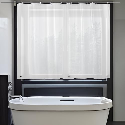 ABSENK Wasserdichter Duschvorhang für Fenster und Dusche, 152,4 x 121,9 cm Länge, Kunststoff, Badezimmer-Fenstervorhang, strapazierfähiges Vinyl mit Haken, seidiger Frost, 152,4 x 121,9 cm von ABSENK