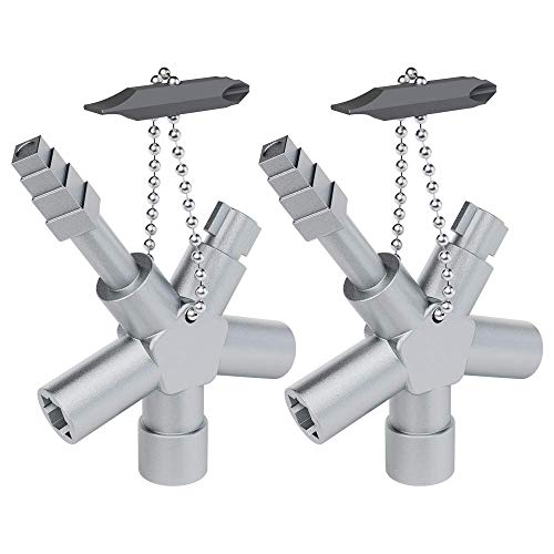 ABSINA Universalschlüssel mit 6 Profile 2er Pack - Dreikantschlüssel Vierkantschlüssel Schaltschrankschlüssel Vierkant Dreikant - Universal Schlüssel für gängige Schränke & Absperrsysteme von ABSINA