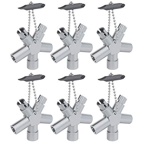 ABSINA Universalschlüssel mit 6 Profile 6er Pack - Dreikantschlüssel Vierkantschlüssel Schaltschrankschlüssel Vierkant Dreikant Bauschlüssel - Universal Schlüssel für Absperrsysteme von ABSINA