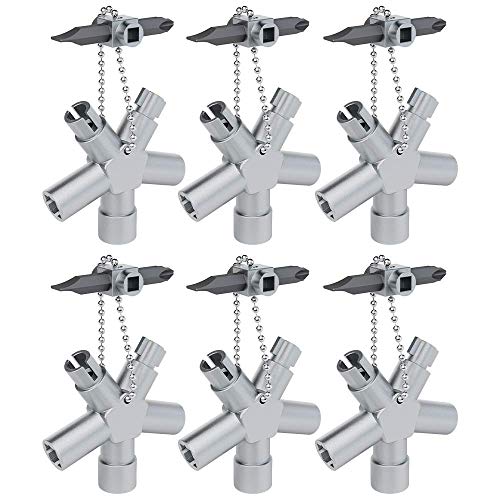 ABSINA Universalschlüssel mit 7 Profile 6er Pack - Dreikantschlüssel Vierkantschlüssel Schaltschrankschlüssel Vierkant Dreikant - Universal Schlüssel für gängige Schränke & Absperrsysteme von ABSINA