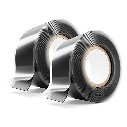 ABSINA selbstverschweißendes Isolierband 25 mm x 3 m - 2er Pack Silikonband schwarz für Wasser & Luft - Dichtungsband, Silikon Tape, Reparaturband, Elektro, Isoband Elektriker, Industrieband von ABSINA