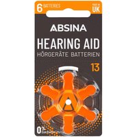 Absina - Hörgeräte-Batterie Typ 13 / PR48, 6 Stück von ABSINA