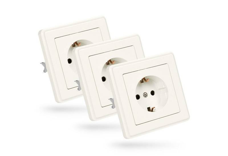 ABSINA Unterputz-Steckdose 3x Unterputz Schutzkontakt Steckdose - Wandsteckdose, Schuko Steckdose, 3-St. von ABSINA
