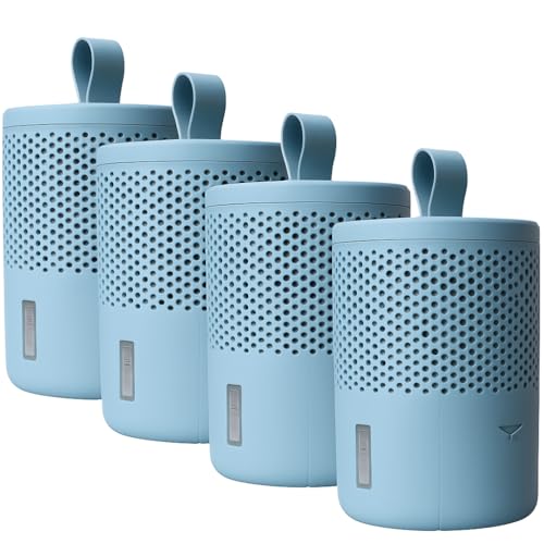 AbsoDry Luftentfeuchter ohne Strom bis - Inklusive Nachfüllpack - Aus recyceltem Kunststoff - Raumentfeuchter für Wohnzimmer, Badezimmer, Keller - Entfeuchter Wohnung - Dehumidifier - Blau 4er-Pack von ABSODRY duo family