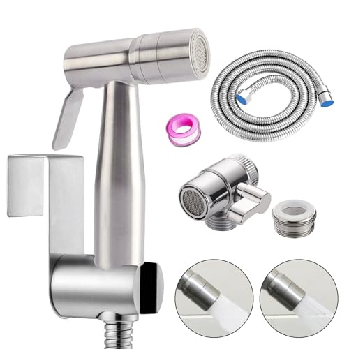 Bidet Edelstahl Handbrause, muslimische Edelstahldusche und Baby-Stoffwindelsprüh-Kit,handgehaltenes Bidet-Toilettensprühgerät mit Dual-Modus von ABSOK