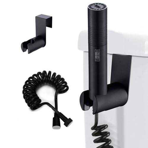 Bidet Handbrause Set, Aluminiumlegierung Hand-Bidet-Sprüher,Booster-Spritzpistole, schwarze Handbrause mit 3,1 m Schlauch und Haken Bidet Handbrause Set, Aluminiumlegierung Hand-Bidet-Sprüher,Booster-Spritzpistole, schwarze Handbrause mit 3,1 m Schlauch und Haken von ABSOK