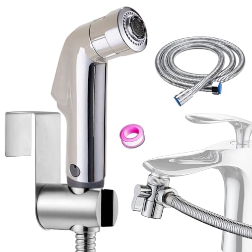 Bidet Handbrause Set, Dual-Modus einstellbarer Sprühkopf ABS Chrom Baby Stoffwindelsprüh Kit mit Wasserhahnspender, Schlauch- und Hakentoilette oder Wandhalterung Bidet Handbrause Set, Dual-Modus einstellbarer Sprühkopf ABS Chrom Baby Stoffwindelsprüh Kit mit Wasserhahnspender, Schlauch- und Hakentoilette oder Wandhalterung von ABSOK