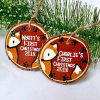 Personalisierte Baby's Erste Weihnachtsverzierung Handbemalte Waldfuchs von ABStudio62
