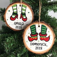 Personalisierte Elfe Weihnachtskugel Handbemalte Holzscheibe von ABStudio62