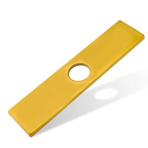 25,4 cm Wasserhahnplatte, Spülenlochabdeckung für 1- oder 3-Loch-Küchen- oder Badezimmerarmaturen, lange rechteckige Platte, Rosette, Edelstahl, gebürstetes Gold 25,4 cm Wasserhahnplatte, Spülenlochabdeckung für 1- oder 3-Loch-Küchen- oder Badezimmerarmaturen, lange rechteckige Platte, Rosette, Edelstahl, gebürstetes Gold von ABTIABGY