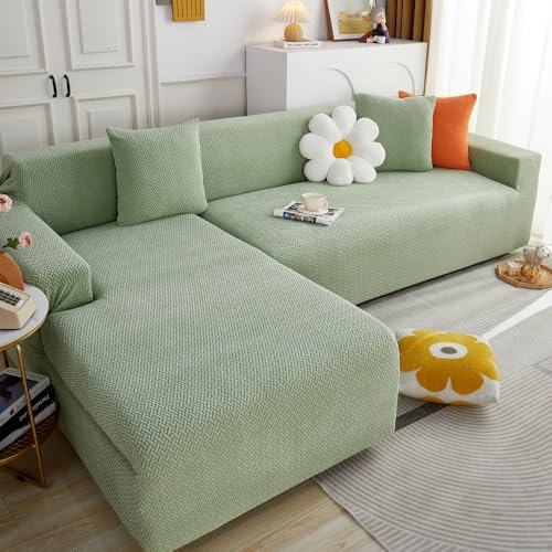ABUKJM Sofabezug l Form, Sofaschoner für Wohnzimmer, Bequemer Stoff, rutschfest, pillingfrei, maschinenwaschbar, Passend für die meisten modularen Sofas,Mint Green,1 Seater 90-140cm von ABUKJM