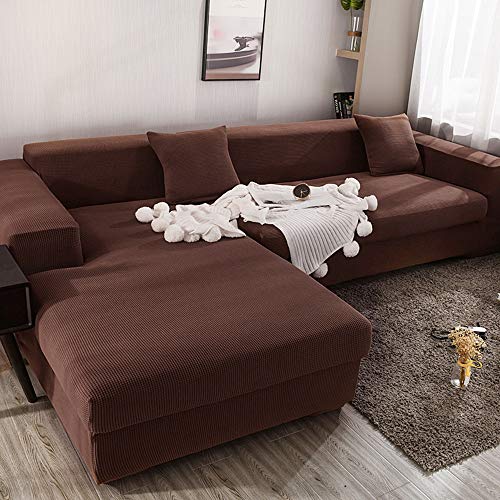 ABUKJM Sofabezug l Form elastischer Sofa überzug maiskorn universal Sofa überzug ecksofa All-Inclusive staubdicht, Für Wohnzimmer Sofaschutz,Dark Coffee,1-Seater 90-140cm von ABUKJM