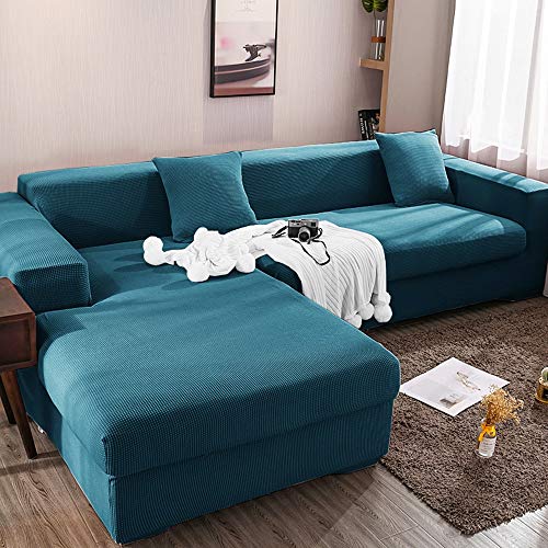 ABUKJM Sofabezug l Form elastischer Sofa überzug maiskorn universal Sofa überzug ecksofa All-Inclusive staubdicht, Für Wohnzimmer Sofaschutz,Turquoise Blue,1-Seater 90-140cm von ABUKJM