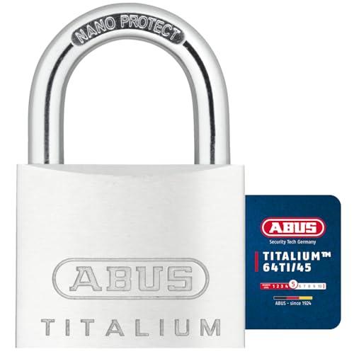 ABUS Vorhängeschloss Titalium 64TI/45 gl.-6454 - gleichschließend - Kellerschloss mit Schlosskörper aus Spezial-Aluminium - gehärteter Stahlbügel - ABUS-Sicherheitslevel 5 ABUS Vorhängeschloss Titalium 64TI/45 gl.-6454 - gleichschließend - Kellerschloss mit Schlosskörper aus Spezial-Aluminium - gehärteter Stahlbügel - ABUS-Sicherheitslevel 5 von ABUS