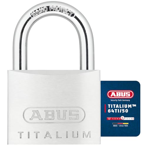 ABUS Vorhängeschloss Titalium 64TI/50 gl.-6511 - gleichschließend - Kellerschloss mit Schlosskörper aus Spezial-Aluminium - gehärteter Stahlbügel - ABUS-Sicherheitslevel 6 von ABUS