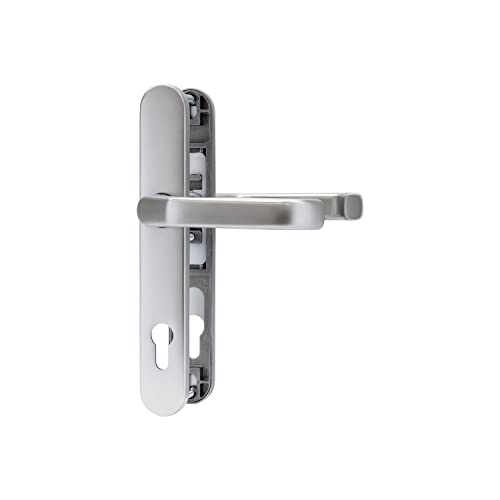 ABUS 62553 Türbeschlag SRG92N - Drückergarnitur Für Haustüren - Mit Beidseitiger Türklinke - Für Türen Mit Schmalen Rahmen - Edelstahl-Look ABUS 62553 Türbeschlag SRG92N - Drückergarnitur Für Haustüren - Mit Beidseitiger Türklinke - Für Türen Mit Schmalen Rahmen - Edelstahl-Look von ABUS