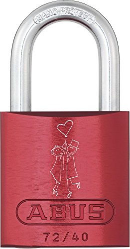 ABUS Aluminium-Vorhangschloss 72/40 "LoveLock" 1 mit Motiv Pärchen, rot, 09722 von ABUS