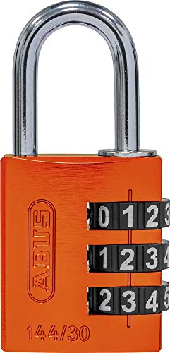 ABUS Aluminium-Zahlenschloss 144/30 orange mit großen Zahlen, 80795 von ABUS