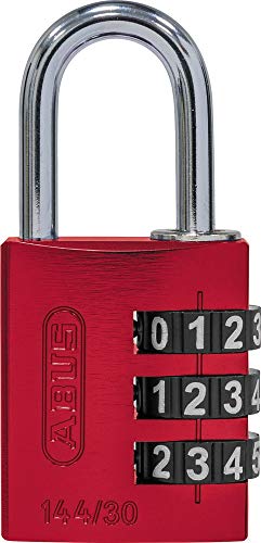 ABUS Aluminium-Zahlenschloss 144/30 rot mit großen Zahlen, 80796 von ABUS