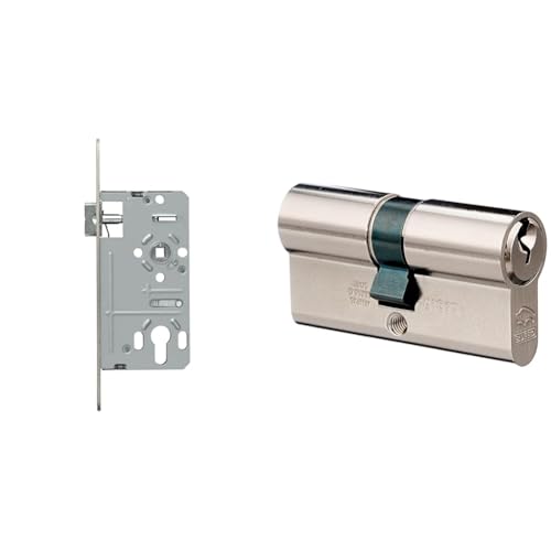 ABUS Einsteckschloss ESK PZ2 Universal S silber 58393 & Profil-Zylinder Buffo 30/30 12127 von ABUS