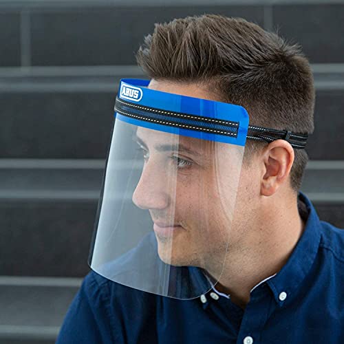 ABUS Face Guard Gesichtsschutz mit breitem Visier aus Acrylglas - EN 166 Zertifiziert - abwaschbar - geeignet für Brillenträger - 10x FaceGuard + 10x Ersatzvisier 82867 Blau Einheitsgröße ABUS Face Guard Gesichtsschutz mit breitem Visier aus Acrylglas - EN 166 Zertifiziert - abwaschbar - geeignet für Brillenträger - 10x FaceGuard + 10x Ersatzvisier 82867 Blau Einheitsgröße von ABUS