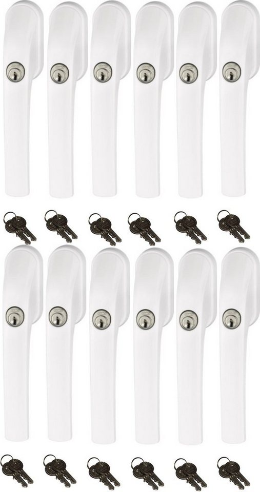 ABUS Fenstergriff Abus FG300 abschließbarer Fenstergriff weiß, silber, braun, 12er Set, abschließbar, Kindersicherung von ABUS