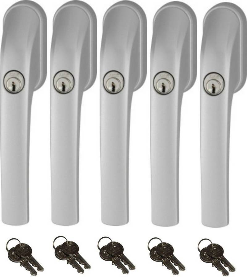 ABUS Fenstergriff Abus FG300 abschließbarer Fenstergriff weiß, silber, braun, gleichschließend, AL0089 mit 2 Schlüssel pro Griff, 5er Set von ABUS