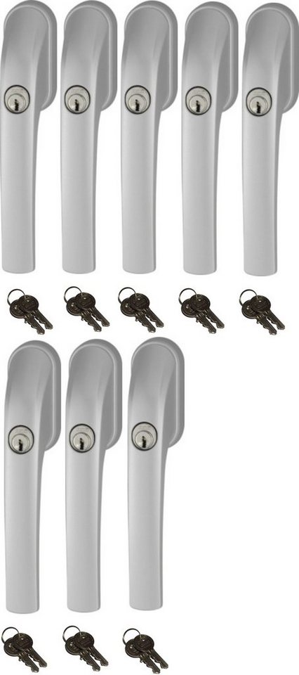 ABUS Fenstergriff Abus FG300 abschließbarer Fenstergriff weiß, silber, braun, gleichschließend, AL0089 mit 2 Schlüssel pro Griff, 8er Set von ABUS