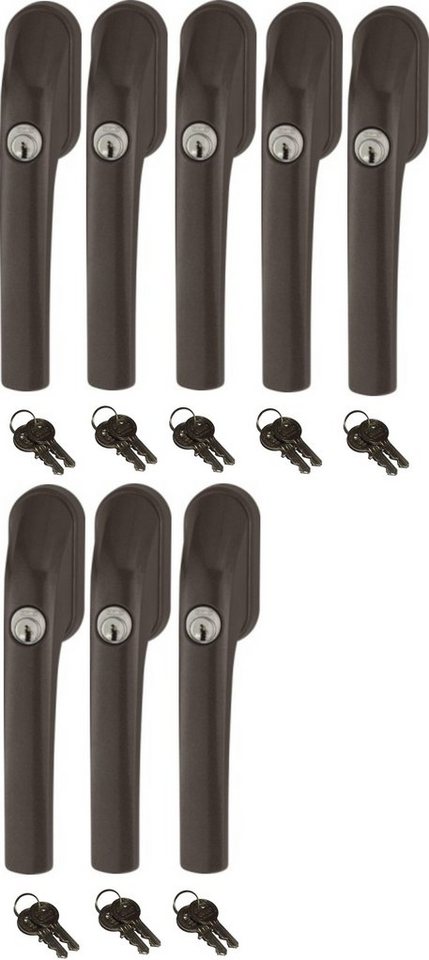 ABUS Fenstergriff Abus FG300 abschließbarer Fenstergriff weiß, silber, braun, gleichschließend, AL0089 mit 2 Schlüssel pro Griff, 8er Set von ABUS