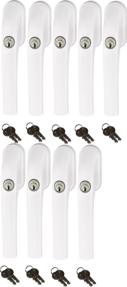 ABUS Fenstergriff Abus FG300 abschließbarer Fenstergriff weiß, silber, braun, gleichschließend, AL0089 mit 2 Schlüssel pro Griff, 9er Set von ABUS