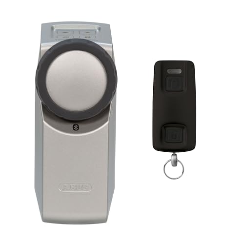 ABUS HomeTec Pro Bluetooth® CFA3100 - Elektronisches Türschloss Silber und ABUS HomeTec Pro Bluetooth®-Fernbedienung CFF3100 für den HomeTec Pro Bluetooth®-Türschlossantrieb CFA3100 - Schwarz Set von ABUS