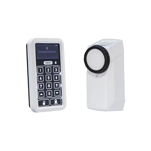 ABUS HomeTec Pro Bluetooth® CFA3100 - Elektronisches Türschloss Weiß und ABUS HomeTec Pro Bluetooth-Tastatur CFT3100 Für Den HomeTec Pro Bluetooth-Türschlossantrieb CFA3100 Weiß - Set von ABUS