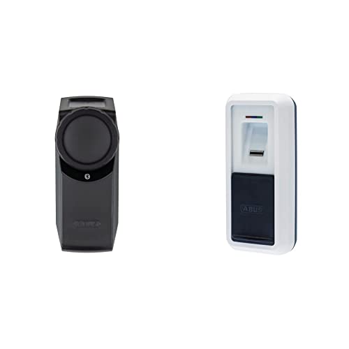 ABUS HomeTec Pro Bluetooth CFA3100 - Elektronisches Türschloss Schwarz + HomeTec Pro Bluetooth-Fingerscanner CFS3100 Weiß von ABUS