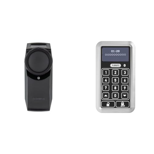 ABUS HomeTec Pro Bluetooth CFA3100 - Elektronisches Türschloss Schwarz + HomeTec Pro Bluetooth-Tastatur CFT3100 - Code-Tastatur zum Öffnen der Haustür Silber von ABUS