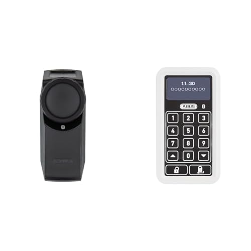 ABUS HomeTec Pro Bluetooth CFA3100 - Elektronisches Türschloss Schwarz + HomeTec Pro Bluetooth-Tastatur CFT3100 - Codeeingabe zum Öffnen der Haustür Weiß von ABUS