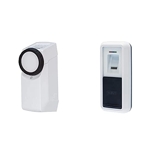 ABUS HomeTec Pro Bluetooth CFA3100 - Elektronisches Türschloss - Weiß + Bluetooth-Fingerscanner CFS3100 von ABUS