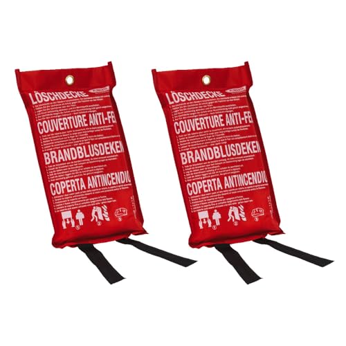 ABUS Löschdecke -2er Set - LD1118 – Zuverlässige Feuerlöschdecke für Haushalt und Küche, hitzebeständig, kompakt und einfach in der Anwendung von ABUS