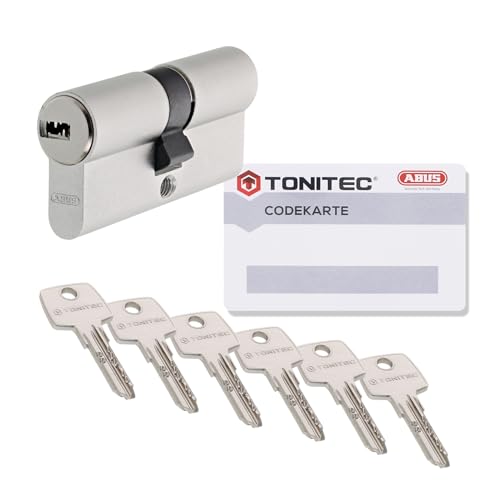 ABUS Schließzylinder TEC440 by ToniTec Zylinderschloss als Doppelzylinder Größe 45/45 mm mit 6 Schlüssel inkl. ToniTec CodeCard und Befestigungsschraube von ABUS