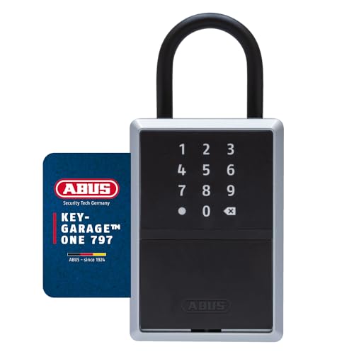 ABUS smarte Schlüsselbox KEYGARAGE™ One – per App mit Smartphone oder per Zahlencode bedienbar – Schlüsselkasten für 20 Schlüssel – auch ideal für Ferienwohnungen – Modell 797 mit Bügel, Schwarz von ABUS