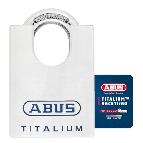 ABUS Titalium Vorhängeschloss 96CSTI/60 - leichter Schlosskörper aus massivem Spezial-Aluminium - mit integriertem Bügelschutz - ABUS-Sicherheitslevel 8 - Silber ABUS Titalium Vorhängeschloss 96CSTI/60 - leichter Schlosskörper aus massivem Spezial-Aluminium - mit integriertem Bügelschutz - ABUS-Sicherheitslevel 8 - Silber von ABUS