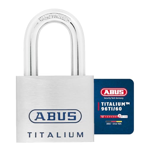 ABUS Titalium Vorhängeschloss 96TI/60 gl.-7566 - gleichschließend - leichter aber massiver Schlosskörper - Kellerschloss mit Wendeschlüssel - ABUS-Sicherheitslevel 8 - Silber ABUS Titalium Vorhängeschloss 96TI/60 gl.-7566 - gleichschließend - leichter aber massiver Schlosskörper - Kellerschloss mit Wendeschlüssel - ABUS-Sicherheitslevel 8 - Silber von ABUS