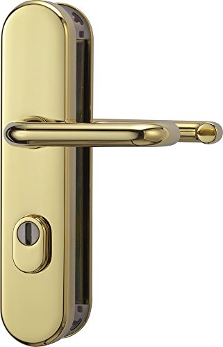 ABUS Tür-Schutzbeschlag KLZS714 MS messing mit Zylinderschutz & beidseitigem Drücker rund, 12247 von ABUS